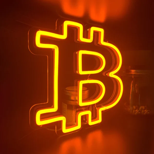 Bitcoin Logo Neon Sign | Iconic Crypto Wall Decor | LED Bitcoin Light